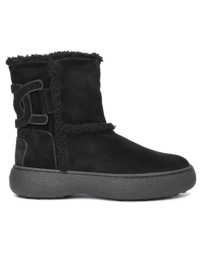 Shop Tod's Black Suede Ankle Boots