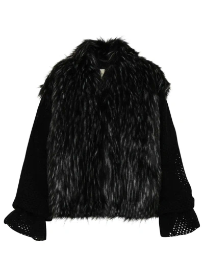 Shop Tu Lizé Grey Polyester Eco Fur Jacket