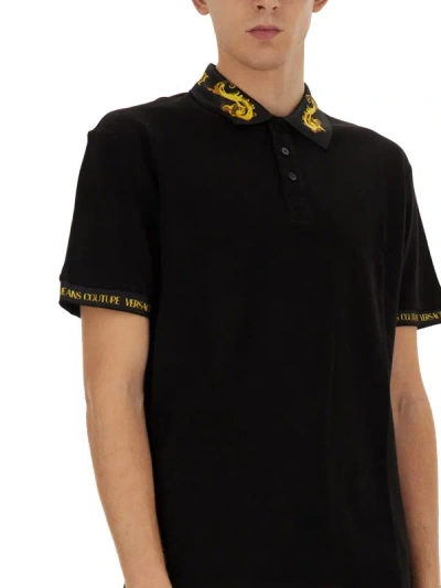Shop Versace Jeans Couture Polo With Logo In Black