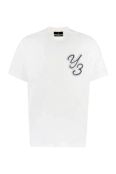 Shop Y-3 Adidas Logo Cotton T-shirt In Panna