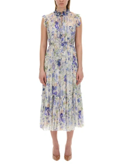 Shop Zimmermann Dress With Floral Pattern In Multicolour