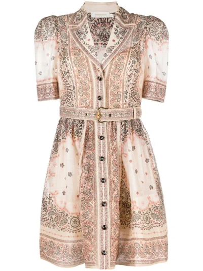 Shop Zimmermann Matchmaker Short Shirtdress With Paisley Print In Multicolour