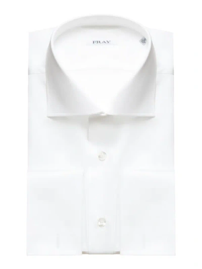 Shop Fray Cotton Shirt With Twin Cuffs In White