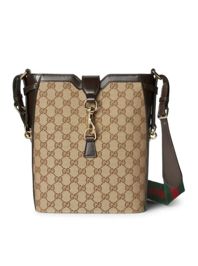 Shop Gucci Medium Size Bucket Bag In Nude & Neutrals