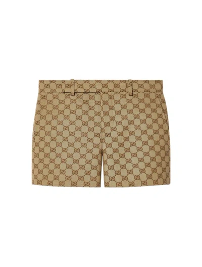 Shop Gucci Shorts In Gg Fabric In Nude & Neutrals