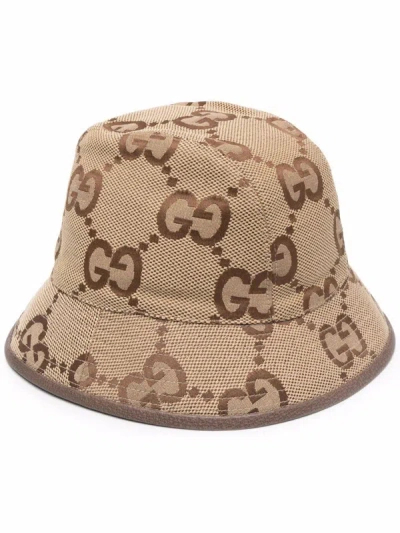 Shop Gucci Jumbo Gg Cloche Hat In Camel