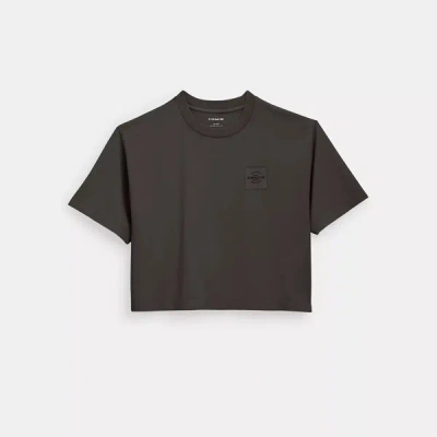 Shop Coach Outlet Garment Dye Cropped T Shirt In Grey