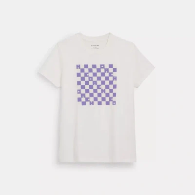Shop Coach Outlet Checkerboard T Shirt In Organic Cotton In White