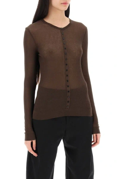Shop Lemaire Seamless Crewneck Card In Brown