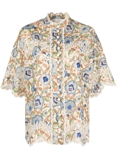 Shop Zimmermann Junie Floral Shirt In Multicolour
