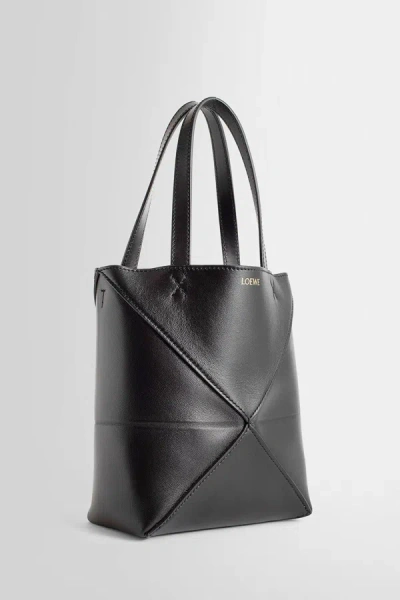Loewe Puzzle Mini Leather Tote In Black