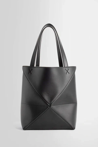 Loewe Puzzle Mini Leather Tote In Black