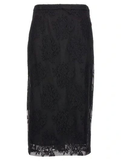 Shop Dolce & Gabbana Lace Sheath Skirt In Black
