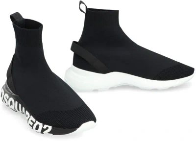 Shop Dsquared2 Fly Knitted Sock-style Sneakers In Black