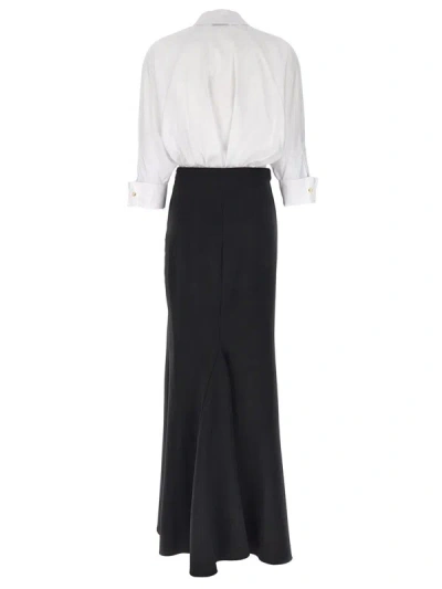 Shop Elisabetta Franchi 'red Carpet' Dress In White/black