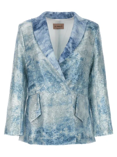 Le Twins Light Blue Single-breasted Blazer In Blue