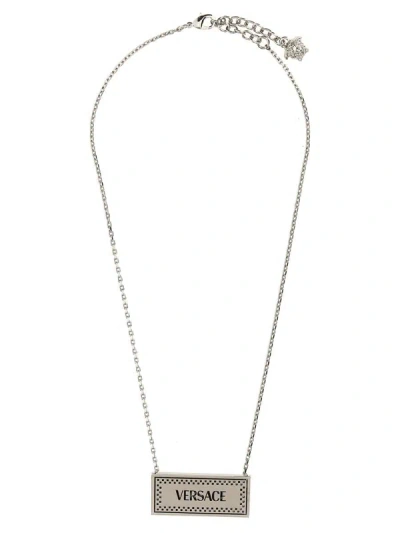Shop Versace '90s Vintage  Logo' Necklace In Silver