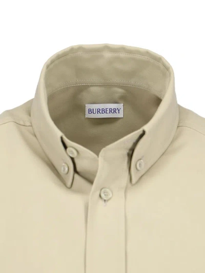 Shop Burberry Beige Cotton Shirt In Hunter