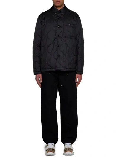 Shop Burberry Check Motif Reversbile Jacket In Black