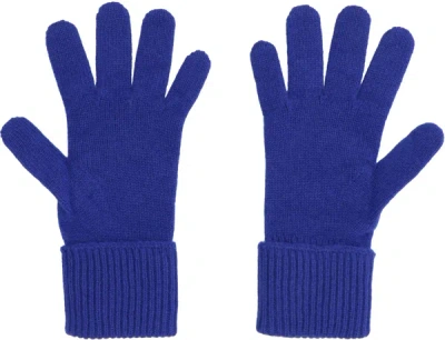Shop Burberry Knitted Gloves In Blue