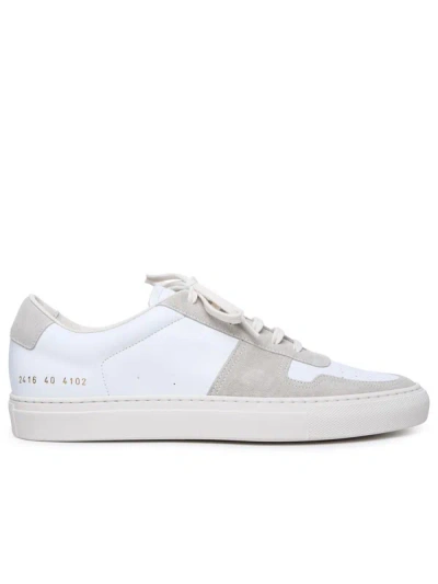 Shop Common Projects 'bball Duo' White Leather Sneakers