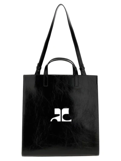 Shop Courrèges 'heritage Naplack' Shopping Bag In Black