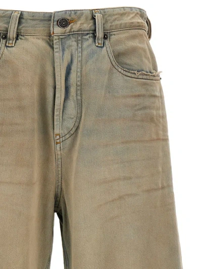Shop Diesel Beige Faded Effect Jeans In Cotton Woman