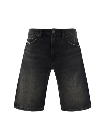 Shop Diesel Bermuda Shorts In Black/denim