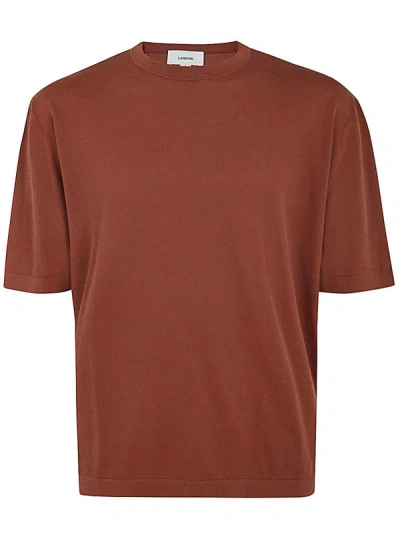 Shop Lardini Crew Neck T-shirt Clothing In Brown