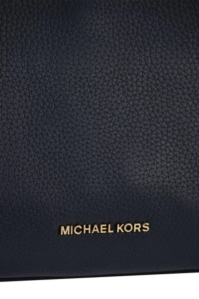 Shop Michael Kors Grained Leather Shoulder Bag In Navy