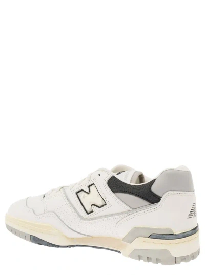 Shop New Balance '550' White And Grey Low Top Sneakers With Logo And Contrasting Details In Leather Man
