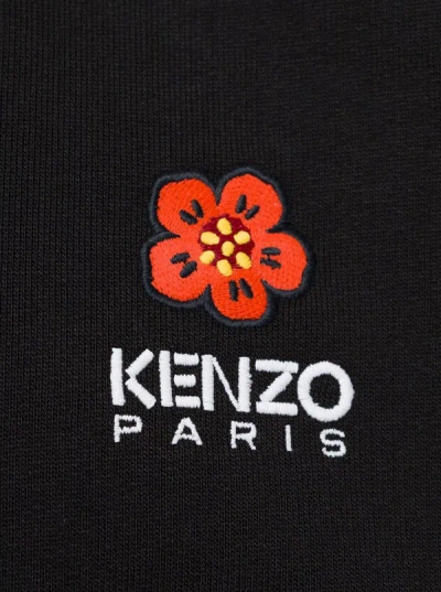 Shop Kenzo Black Crewneck Sweatshirt With Logo Patch In Cotton Man