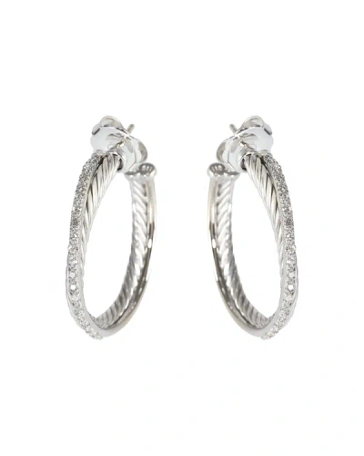 Shop David Yurman Crossover Hoops Earring In Sterling Silver 0.31 Ctw