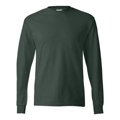 Shop Hanes Authentic Long Sleeve T-shirt In Green