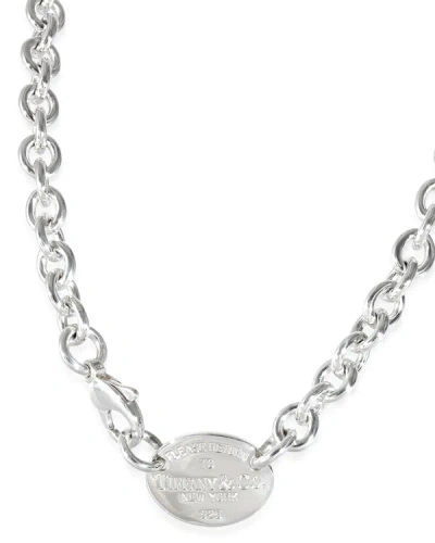Shop Tiffany & Co Return To Tiffany Oval Tag Necklace In Sterling Silver