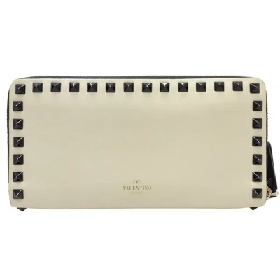 Shop Valentino Rockstud Leather Wallet () In White