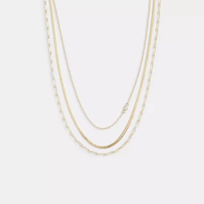 Shop Coach Outlet Delicate Layered Chain Necklace In Gold