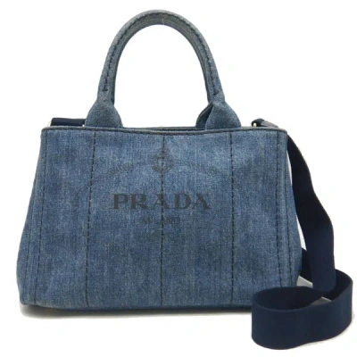 Shop Prada Canapa - Jeans Tote Bag () In Blue
