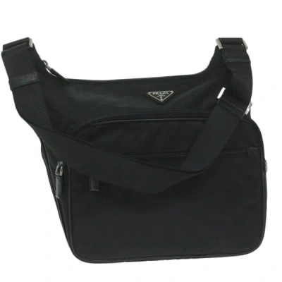 Shop Prada Tessuto Synthetic Shoulder Bag () In Black