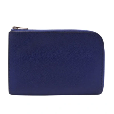 Shop Hermes Remix Duo Leather Wallet () In Blue