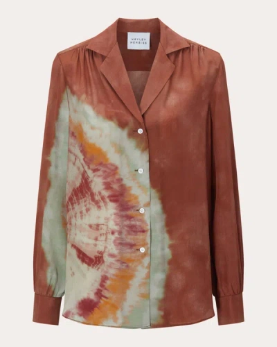 Shop Hayley Menzies Women's Relaxed Silk Shirt In Tie Dye - Terracotta