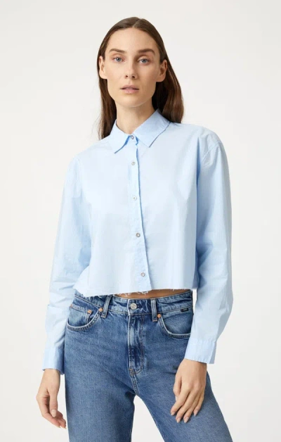 Shop Mavi Cropped Button-up Shirt In Kentucky Blue In Light Blue