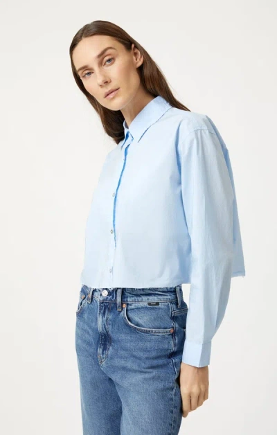 Shop Mavi Cropped Button-up Shirt In Kentucky Blue In Light Blue