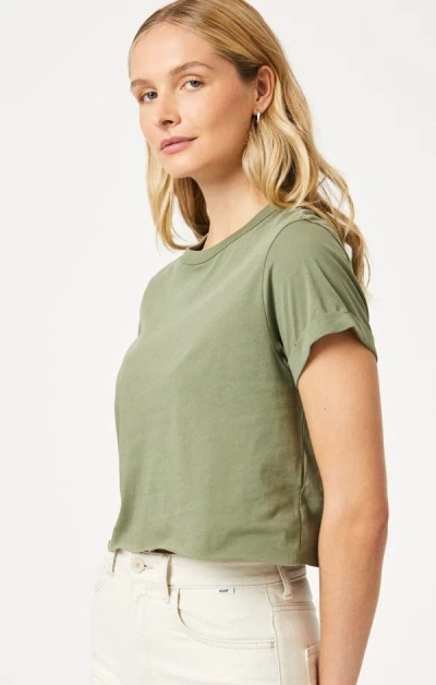 Mavi Cropped T-shirt In Deep Lichen Green In Green