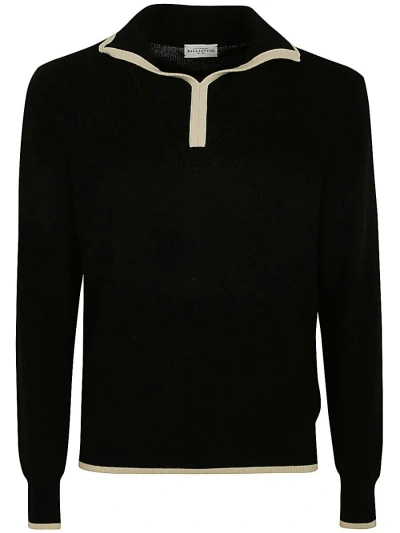 Ballantyne Ribbed-knit Cotton Jumper In Black