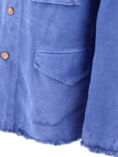 Shop Marni Overdyed Overshirt Jacket In Blue