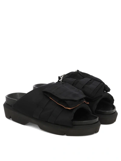 Shop Sacai "pocket" Sandals In Black