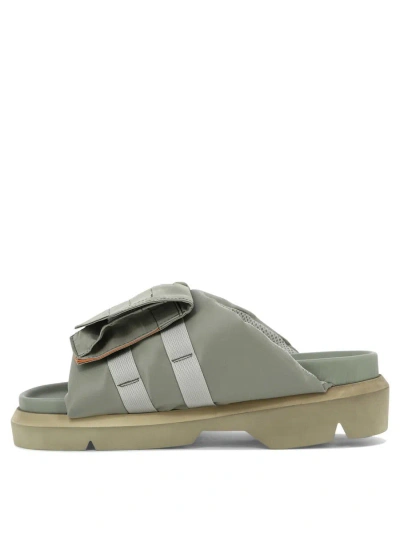 Shop Sacai "pocket" Sandals In Green