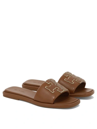 Shop Tory Burch "double T Sport" Sandals In Brown