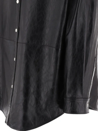 Shop Acne Studios Leather Overshirt Jacket In Black